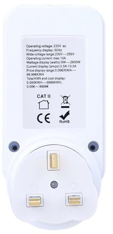 ZUJIABAO Multifunctional Power Meter Socket LCD Display Real Time Electricity Usage Analysis 3680W Protective Power Socket