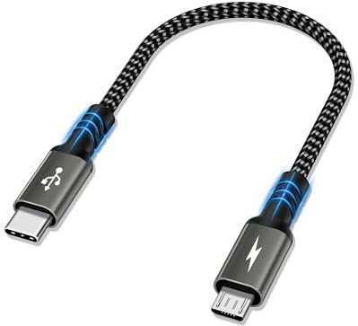 ziwodiv USB C auf Micro USB Kabel 0,2M, USB Typ C zu Micro Kabel, Nylon Android Ladekabel Datenkabel, Kompatibel für Samsung Galaxy S7/ S6/ S4/ J7/ J5/ Note 5, Kindle, HTC, LG, Redmi, Nokia