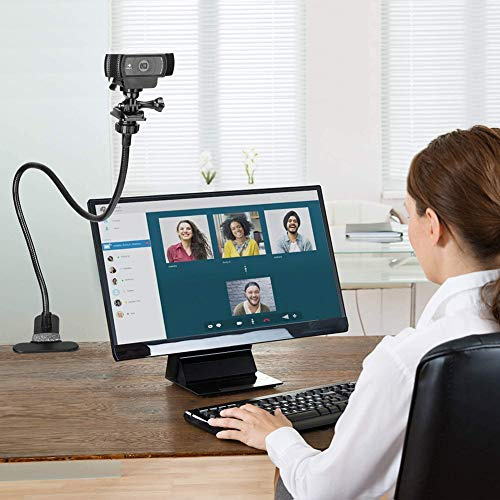 HEEPDD Support de Téléphone Flexible pour Webcam à Col de Cygne avec Vis Universelles de 1/4 de Pouce, 23 Pouces, Noir, Métal et ABS, pour Téléphones C922 et 7 (Black)