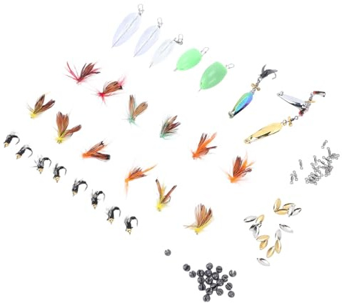 POENVFPO Kit Pesca a Mosca, Set di Esche da Pesca da 88 Pezzi con Esche Dure e Morbide in Confezione Regalo per Trote Spigole e Multi Specie