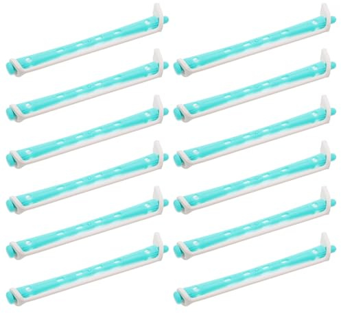 SHINYPASING Varillas para Permanente de Cabello 12 Piezas Bicolor Claro y Verde, Rizador de Pelo para Mujer, Herramienta Ligera y Resistente para Rizar y Moldear Ondas en Casa