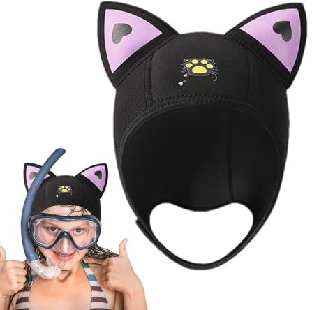 Cat Ear Dykning Hood neopren 3 mm stretch wetsuit cap justerbar termisk passform solskydd simning | snorkling surfing vatten sport lätt unisex vuxna barn huvudbonader