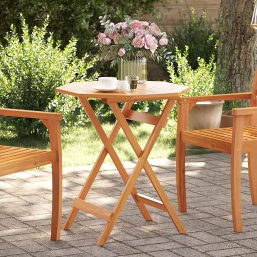 Zeehear trädgårdsbord fällbart av massivt akaciaträ Ø 70 x 75 cm, väderbeständigt för trädgård terrass, balkong, platsbesparande runt sidobord, perfekt för utomhus, loungebord och camping