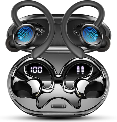 Matast 2026 Auriculares Inalámbricos Deportivos 5.4 | 60H Cascos Inalambricos/4 ENC Cancelacion Ruido HD Mic/Pantalla LED/USB-C, IP7 Impermeable Cascos para Running