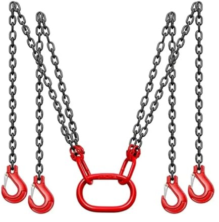 engine crane Four Leg G80 Manganese Steel Lifting Chain Sling Hook Rigging Spreader Crane Drum Barrel Bucket Oil Tank Hoist(6T 1M)