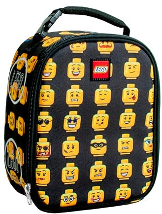 LEGO Kids Heritage Classic Lunch Box, Insulated Soft Reusable Lunch Bag Meal Container for Boys and Girls, Perfect for School or Travel, Meal Tote Keeps Food and Drinks Cold with Buckle, Minifigure
