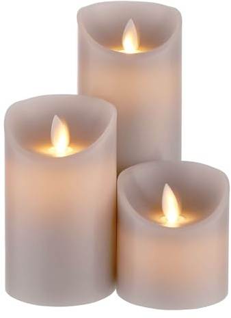 BUTLERS 3er Set LED Kerzen Paraffin - GLOWING FLAME - mit Timer