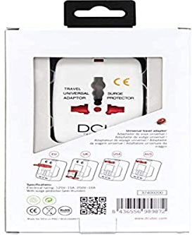 DCU TECNOLOGIC | Adaptador Enchufe | Convertidor Internacional | Compatible con Europa, Reino Unido, EEUU, China, Japón y Australia | Protección contra sobretensiones | Blanco
