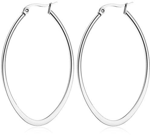 day.berlin Damen Creolen Drop 18k vergoldet | Ohrringe oval 5,4cm x 3,8cm / 2mm stark, 316L Edelstahl nickelfrei und wasserfest