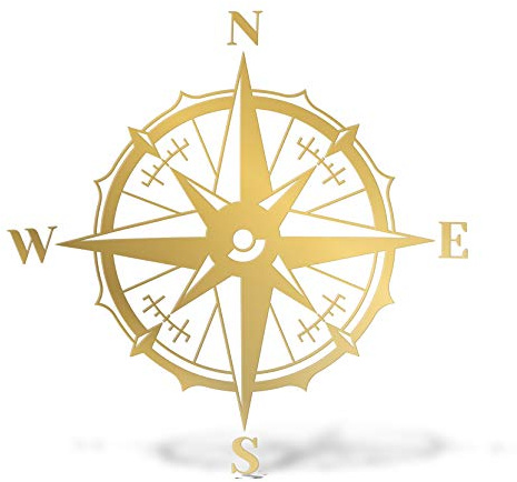 Erreinge Autocollant Prespaced Or 35cm - Compass Rose Dei Venti Bateau Sea - décalque de vinyle autocollant Decal mural pour ordinateur portable Auto Moto Casque Camper