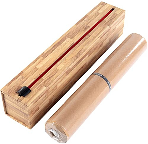 ChicWrap Butcher Block Parchment Paper Dispenser - Includes 15x 164' (205 Sq.Ft) Roll Unbleached Baking, Cooking & Culinary Paper - Reusable Dispenser w/Slide Cutter - Kosher Certified