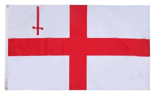 AZ FLAG Drapeau Ville de Londres 90x60 cm Polyester 100D 2 Œillets | Usage intérieur et extérieur Drapeau décoratif de London City coutures doubles et bords renforcés avec œillets métalliques