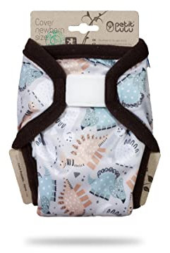 Petit Lulu Größe 1 PUL Überhose (2-6 kg) | Klett | Newborn Windelüberhose | Baby Windelhose | Stoffwindeln für Neugeborene | Hergestellt in EU (Dinos Friendship)