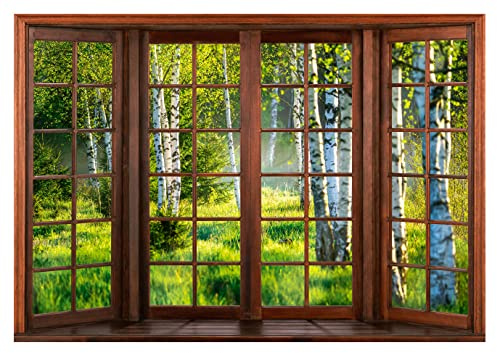 WallArena Vlies Fototapete, Fensterblick, 312x219cm | Fototapeten - Tapeten - für Wohnzimmer Schlafzimmer - Vliestapete Wandtapete Tapete 3D Effekt- inkl. Kleister