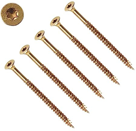 TERF® Lot de 10 vis multi-usages haute performance 6 x 200 mm Torx Drive à tête fraisée plate 6 mm x 200 mm (n° 12 x 8) pour bois dur, terrasse, plastique MDF et tôle