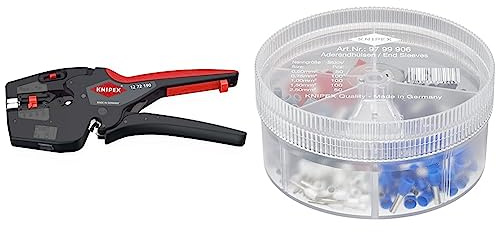 Knipex NexStrip Elektriker-Multiwerkzeug mit rutschhemmenden Kunststoff-Hüllen 190 mm 12 72 190 & Sortimentsboxen mit isolierten Aderendhülsen 97 99 906