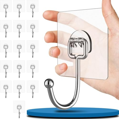 Vehepeay 16 Piezas Gran Ganchos Adhesivos para Pared (máximo 15 KG) | Fuerte Gancho Adhesivo para Abjetos Grandes, Ganchos para Colgar Ideal para Baño,Cocina y Salón