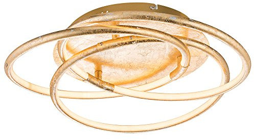 Globo Deckenleuchte Ringe Designleuchte gold Deckenlampe Wohnzimmer Modern, Alu, satiniert, LED 30W 2100Lm warmweiß, DxH 50x14 cm