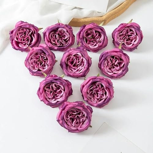 10 Stück Seidenpfingstrosen, künstliche Blumen für die Wand, für Zuhause, Party, Hochzeitsdekoration, Blumenarrangement, Rosen, Bündel, Zubehör, Weihnachtskranz, lila, 5 Stüc