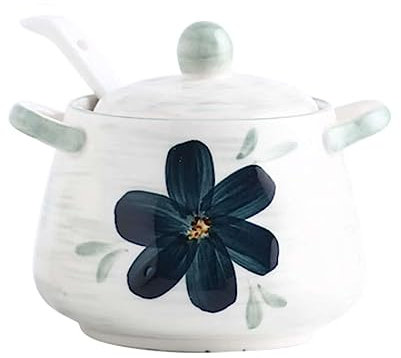 QXSJEDYCH Zuccheriera, contenitore for condimenti, zuccheriera a doppio manico con coperchio e cucchiaio, barattolo for zucchero in ceramica da 400 ml, zuccheriera in porcellana stampata, for bar-rosa