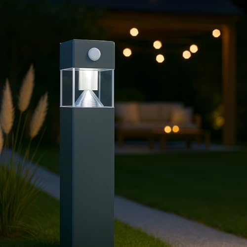MeLiTec Solar LED Gartenleuchte, Wegeleuchte, mit Bewegungsmelder, SO31-SO32 (Anthrazit, eckig)