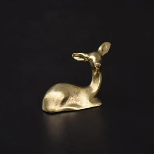 DUOLAIYUNSO Bronzefigur, 4,5 x 3,4 x 1,8 cm, Messing, niedliches Sika-Hirsch, Teezeremonie, kleine Ornamente, Dekoration, Tier-Miniaturen, Glücks-Feng-Shui-Handwerk
