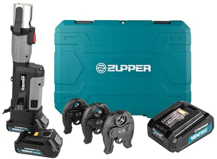 ZUPPER Mini Pro Press Tool kit with 1/2, 3/4, 1 Copper Pro Press Jaws, 2pcs Battery, Fast Charger & Carrying Case