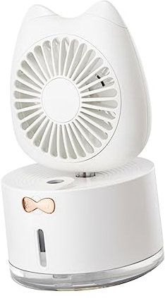 Levemolo Usb Cat Mini Humidifying Fan with Colorful Led Light Portable White Usb Fan for Home and Office Summer Cooling with Humidifier Function