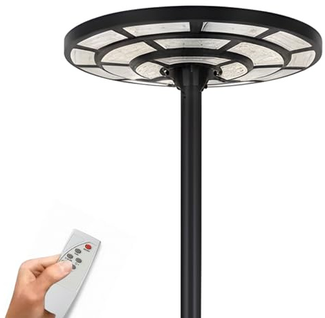 YASTA Lampione Solare da Giardino Esterno 2000 Watt Ø 61cm Faro Led Stradale Forma Ufo Con Telecomando Luce Fredda Lampada con Sensore Movimento e Crepuscolare IP67
