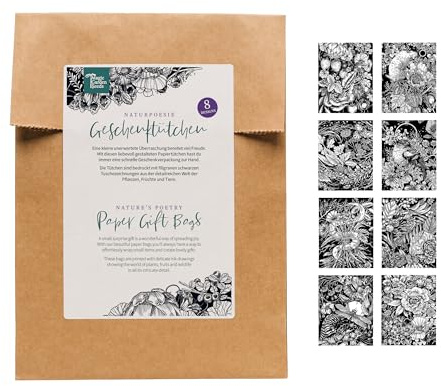 Geschenktütchen - Naturpoesie - 40 bunte Papiertütchen/Flachbeutel mit 8 verschiedenen Designs