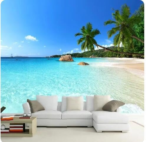 rskjdghshd Papier Peint Photo Personnalisé Paysage De Bord De Mer Plage Salon Chevet Toile De Fond Mur 3D-300Cmx210Cm
