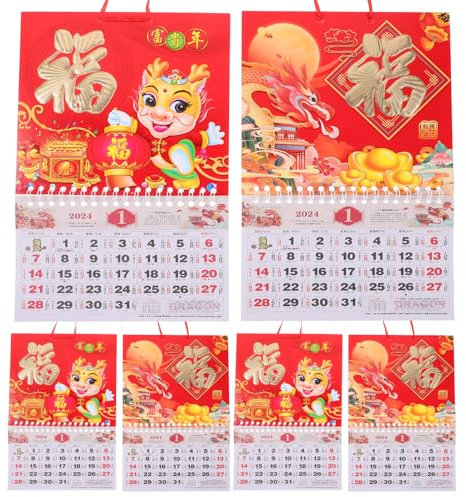 Operitacx 6st Zarter Tageskalender Whiteboard-kalender Mini-tischkalender Mini-süßer Tischkalender Zerreißbarer Kalender Filigraner Wandkalender 2024 Tageskalender Mond- Weißer Karton Rot