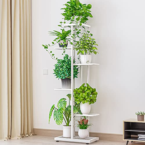 Sonew Espositore a 6 Livelli, Portavasi da Fiori con Piedini Regolabili, Supporto per Fioriera con Scaletta, Facile da Montare, per Interni Ed Esterni (WHITE)