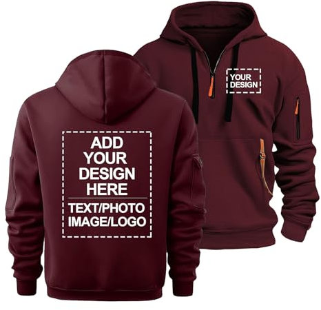 CLMETHE Pullover personalizzato Felpe con cappuccio da uomo Maglioni Felpa 1/4 mezza zip Logo personalizzato Abbigliamento da lavoro Top Immagini di testo personalizzate Tute,H-L