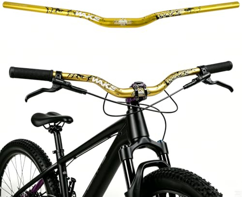 WAKE Cykelstyre 31,8 mm x 780 mm extra lång bredd 30 mm höjd stigare bar aluminiumlegering för cykling MTB mountainbike racercyklar (guld)