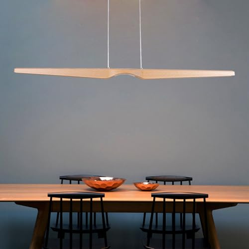 LED Pendelleuchte Esstisch Hängelampe Holz Dimmbar Hängeleuchte mit Fernbedienung Kücheninsel Esstischlampe Holzlampe Höhenverstellbar für Küche Esszimmer Wohnzimmer Bürolampe (Holz, 120cm)