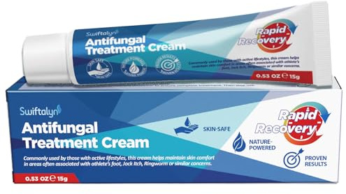 Antifungal Treatment Cream for Skin: Natural and Effective Herbal Formula for Skin Prone to Athletes Foot, Ringworm & Jock Itch, Gentle Cream for Men & Women, 15g