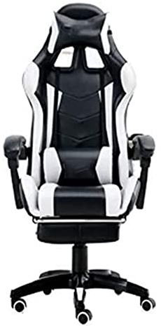 Sedia da gaming da corsa, ergonomica, con poggiapiedi telescopico, in pelle PU, poggiatesta, sollevabile e girevole, ideale per e-sport e ufficio