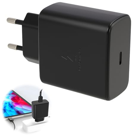 45W Caricabatterie USB-C, Caricatore Rapido Tipo C per Galaxy S25/S24 Ultra/S23+/S22 Plus/S21/S20/Note 20, Compatibile per 15 Pro Max e iPad Pro, Rapido Caricatore Universale, Nero