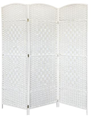 Acomoda Textil – Biombo 3 Paneles 180x50 cm Separador de Ambientes Decorativo Elegante y Funcional para Interior. Panel Blanco de Privacidad Divisor Espacio para Dormitorio, Salón y Vestidor