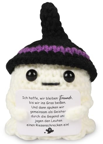 WenmthG Anti Stress Geschenk Gestrickte Geist für Frauen Männer Freunde Kollegen, Lustige Geschenke Pocket Hug Gespenst Positive Kartoffel Deutsch Ersatz - 1 St
