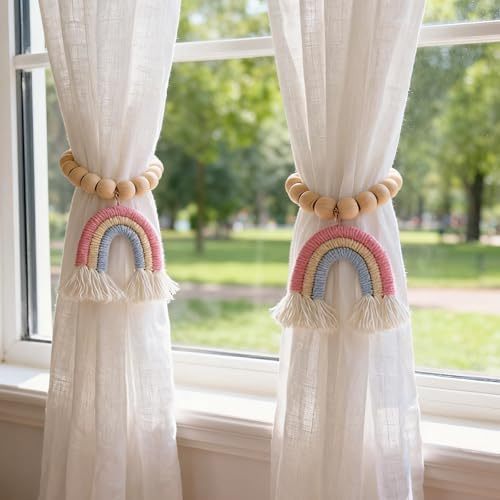 ZenyTra 2 Stück Magnetische Vorhanghalter Regenbogen | Stylische Magnet-Raffhalter mit Metallhaken für Vorhänge & Gardinenband | Dekorativ für Zuhause, Büro, Wohnzimmer & Schlafzimmer