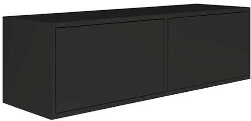 Selsey TV Lowboard - Black Colour Modern TV Chest of Drawers 100 x 30 x 30 cm (W x D x H) TV Base Cabinet for Living Room Cabinet with Flaps Push to Open Lowboard Hanging TV Cabinet Wall Mounted