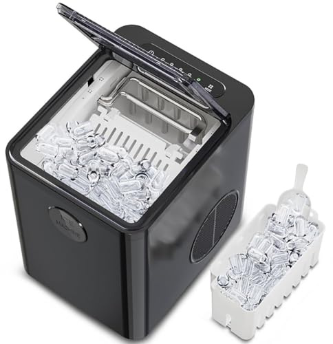 Nugget Ice Maker, 9 PCS/6Mins Countertop Ice Machine with Basket & Shovel, Self Cleaning, 2 Size Ice Cube, for Home Bar, Kitchen Countertop, RV, Apartment, Camping, Office black
