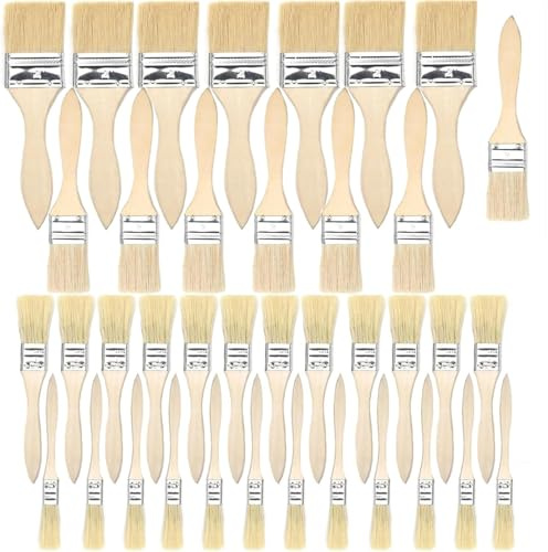 Flachpinsel Set, Pinselset mit 38 Stück, 12/25/38/50 mm Breite, Malerpinsel Set mit Holzgriff, Pinsel Set für Farben Lack Klebstoffe, Flachpinsel Lasurpinsel für DIY, Malerbedarf zum Streichen