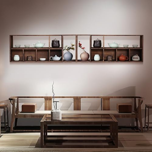 Dailify Tassenregal Teetassenregal für die Linke und Rechte Seite, Vintage-Teekannen-Set-Displayständer für die Wand, Aufbewahrungshalter aus Holz für Kaffeetassen