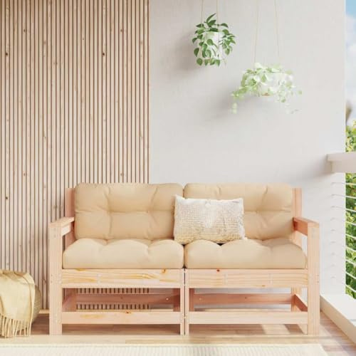 Frdhee Ecksofa Klein Eckbankgruppe,Gartenstühle mit Kissen 2 STK. Massivholz Kiefer,Außencouch für Balkon,Terrasse,Poolbereich