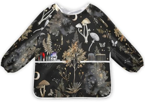 Mnsruu Tablier imperméable à manches longues pour enfants de 2 à 6 ans Motif arbres de la forêt enchantée, Motif arbres de la forêt enchantée, 2-4 ans
