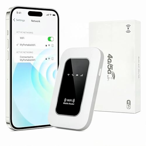 Router 5G Portátil Ultraligero - Batería 2100mAh (hasta 14h),Conexión para 32 Dispositivos, Seguridad WPA2, Compatible con Todos los Operadores - Ideal para Viajes y Teletrabajo