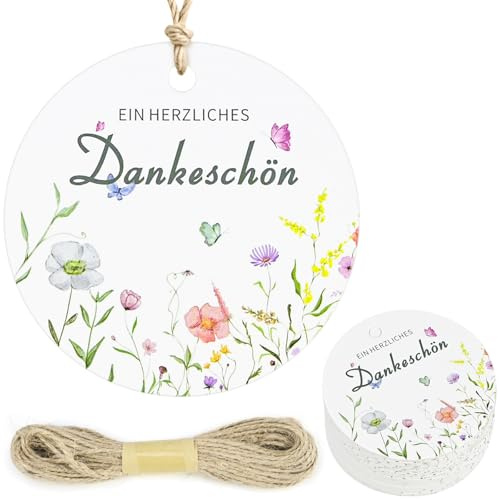 NISENTIA 100 Stück Danke Anhänger Herz Eukalyptus, 5.5cm Geschenkanhänger Personalisiert Danke Konfirmation Dankeschön Anhänger Kommunion Hochzeit Etiketten Tags Geschenk Geburtstag Babyparty